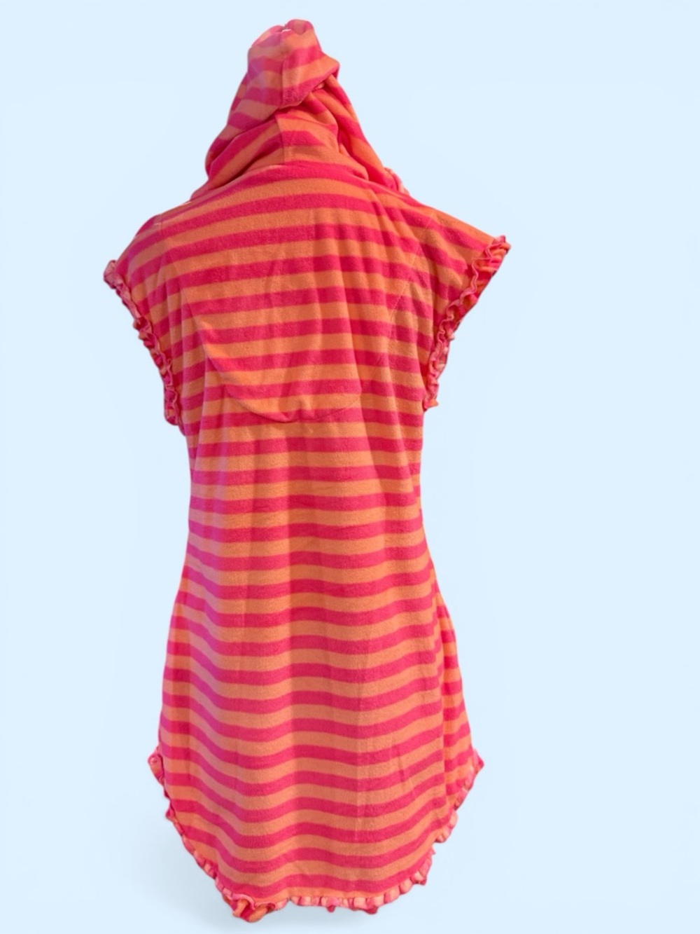 Betsey Johnson Striped Hooded Swim Cover-Up With Pockets, Size Medium - Picture 2 of 4